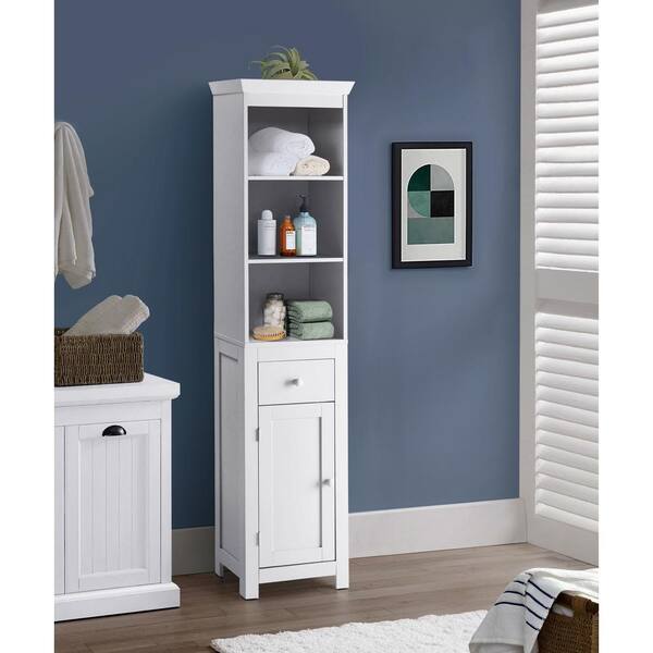 Elegant Home Fashions Delaney 26-in W x 34.25-in H x 12.5-in D White MDF Freestanding Linen Cabinet Elegant Home Fashions Delaney 26-in W x 34.25-in H x 12.5-in D White MDF Freestanding Linen Cabinet