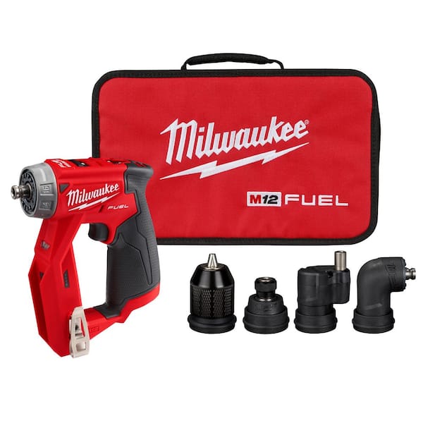 Milwaukee M12 FUEL 12V Lithium-Ion Brushless Cordless 4-in-1 Installation 3/8 in. Drill Driver with 4 Tool Head (Tool-Only)