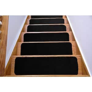 Comfy Collection Black 8 ½ inch x 30 inch Indoor Carpet Stair Treads Slip Resistant Backing (Set of 13)
