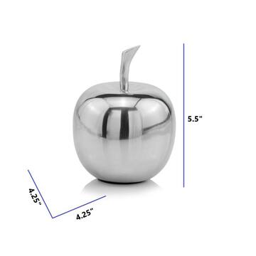 5.5 in. Silver Polished Mini Apple Shaped Aluminum Accent Home Decor