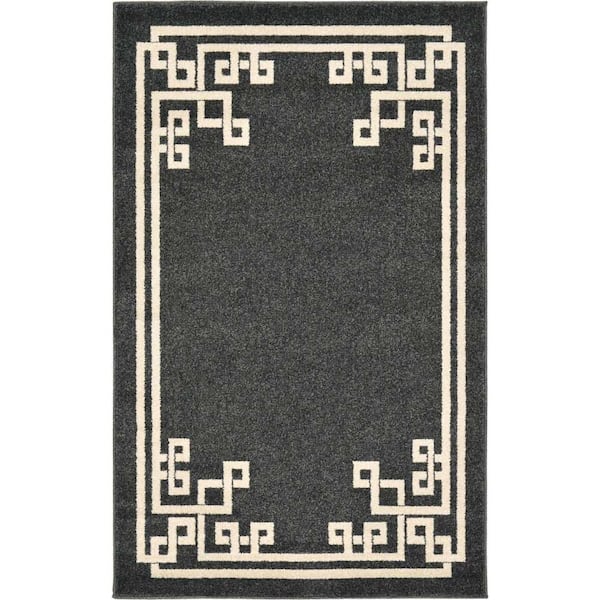 Unique Loom Athens Geometric Black 3' 3 x 5' 3 Area Rug