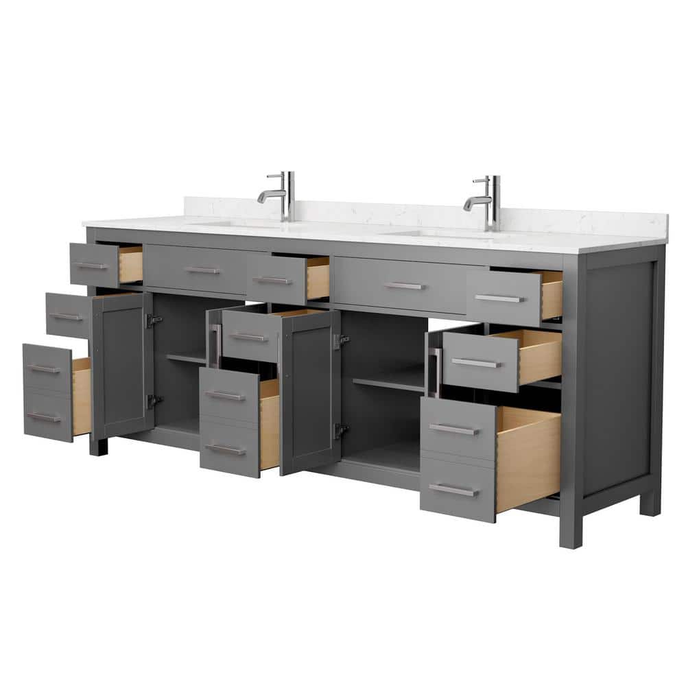 Beckett 84" Dark Gray Double Bathroom Vanity with Marble Top