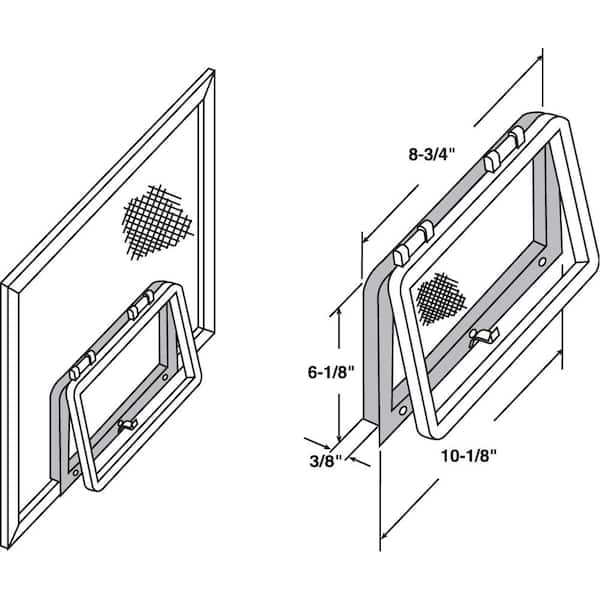 6-1/8 in. x 10-1/8 in. , Gray Plastic Window Screen Wicket