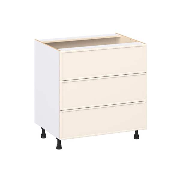 Fairview 33 in. Wx24 in. D x 34.5 in. H Assembled Slim Shaker Drawer Base Kitchen Cabinet in Washed Linen with 3-Drawers