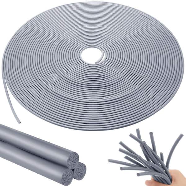 Gray 1/4 in. x 100 ft. Backer Rod Foam Rubber Caulk Saver Concrete Expansion Joint Filler Weather Strip Seal
