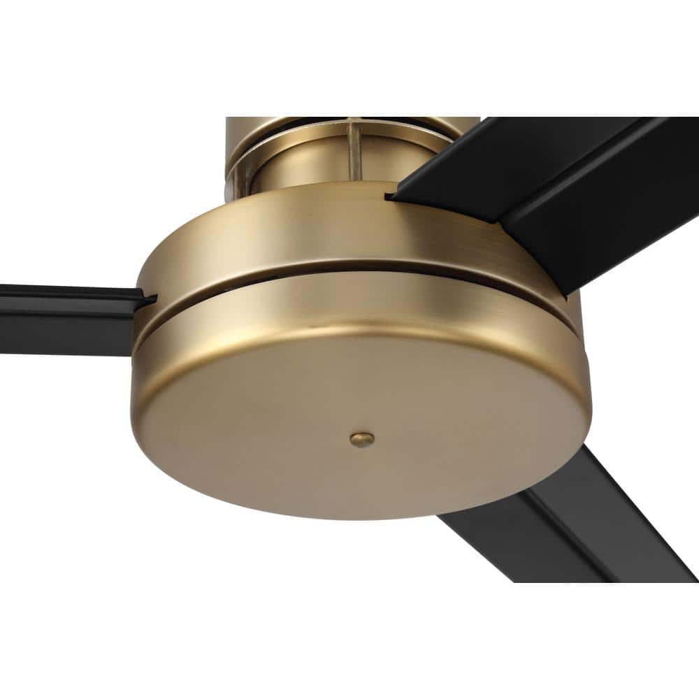 54" Satin Brass and Black Modern Ceiling Fan with Remote
