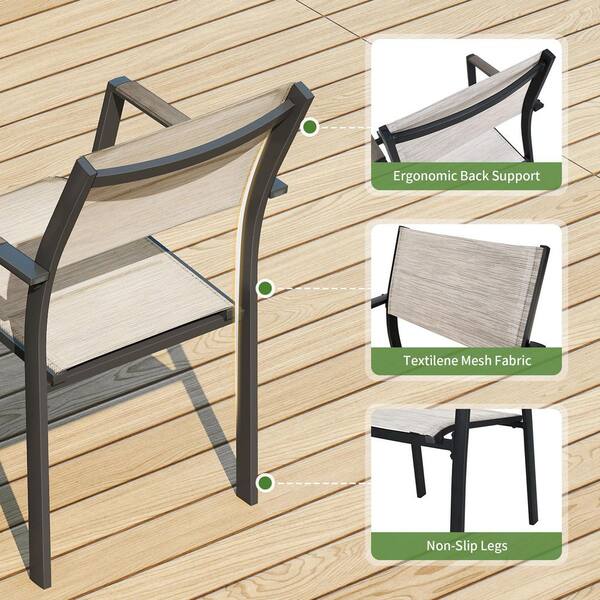 CikaCika 9-Piece Aluminum Outdoor Dining Set with 2 Swivel Chairs