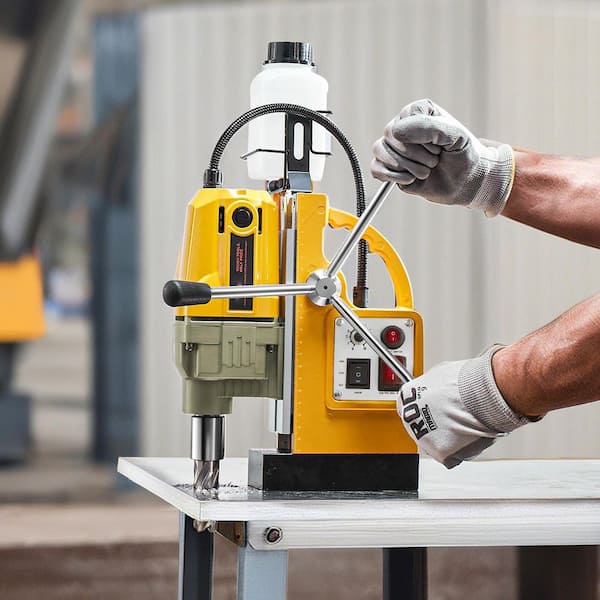 Magnetic Drill 1200-Watt Motor 1.6 in. BoringDiameter 2810lbf Electric Mag Drill Press with 2-Coring Bits Variable Speed