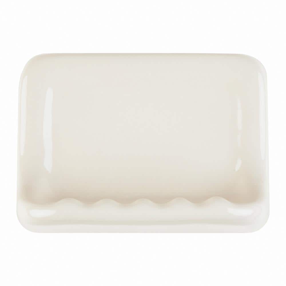 Tenedos Bone Ceramic Almond Glazed Wall Corner Shelf for Bathroom Show
