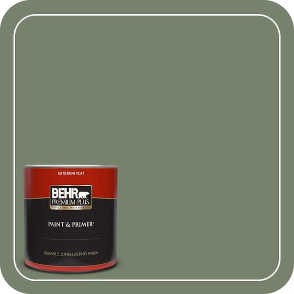 BEHR PREMIUM PLUS 1 qt. #MQ6-16 Gazebo Green Flat Exterior Paint & Primer