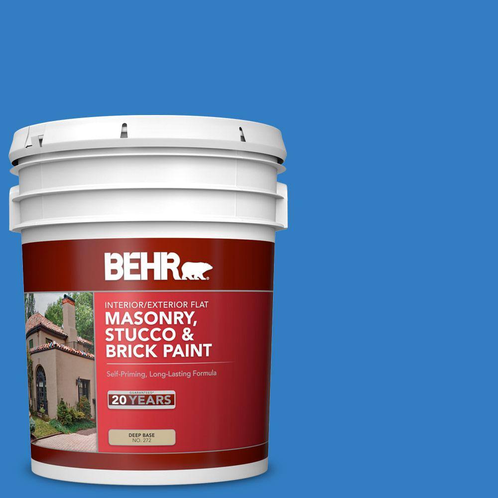 5 gal. #P510-6 Brilliant Blue Flat Interior/Exterior Masonry, Stucco and Br