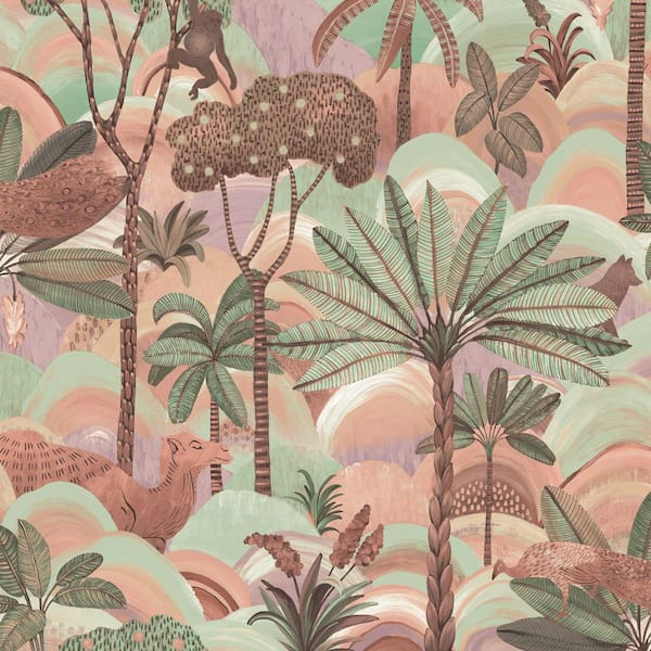 Sedona Sunset Desert Palm Vinyl Peel and Stick Wallpaper Roll (Covers 28 sq. ft.)