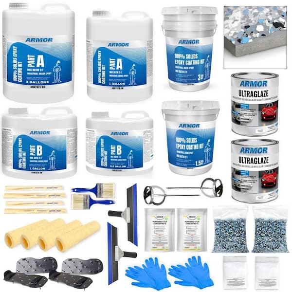4.5 Gal. Gray Gloss 2 Part 900 sq.ft. Epoxy Kit Interior/Exterior Concrete Basement & Garage Roller Floor Paint Coating