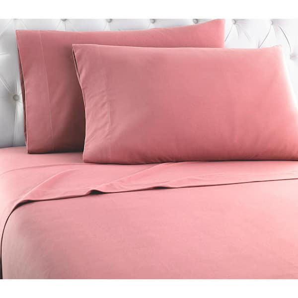 Micro Flannel Micro Flannel 3-Piece Frosted Rose Solid Twin Sheet Set
