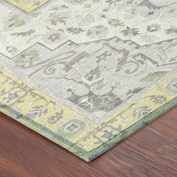 Chantille Machine Washable Indoor/Outdoor Abstract ACN2674 Yellow 5 ft. x 7 ft. 6 in. Area Rug