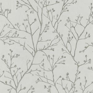 Koura Platinum Budding Branches Non Woven Paper Non-Pasted Metallic Wallpaper