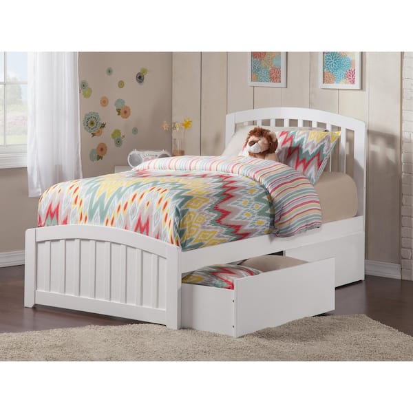AFI Richmond White Twin XL Solid Wood Storage Platform Bed with Matching Foot Board with 2 Bed Drawers