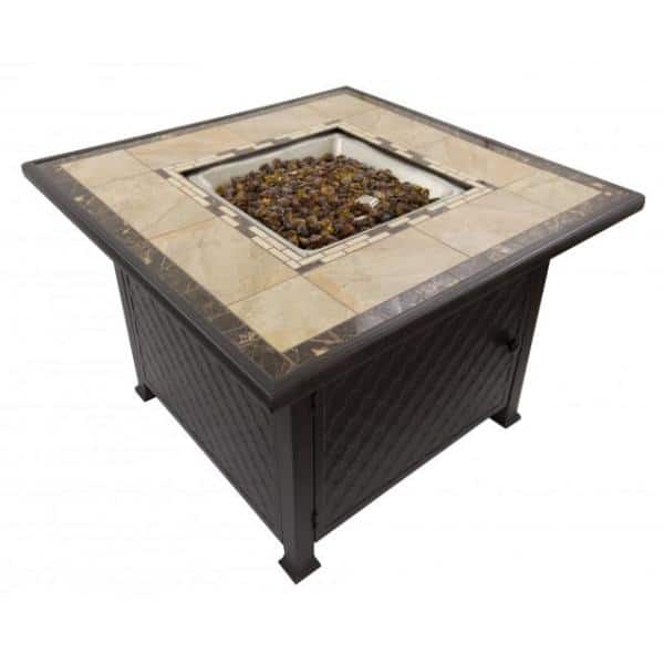 Bronze Square Tile Top Gas Fire Pit Table