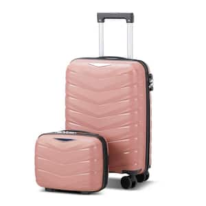 2-Piece Rose Gold V-stripe with PP tote bag 14 in. 20 in. PP Luggage Set