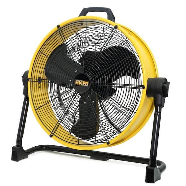 HICFM 20 in. Variable Speed BLDC Drive Air Circulator Drum Fan in Yellow with 1/12 HP Powerful Motor, 6100 CFM