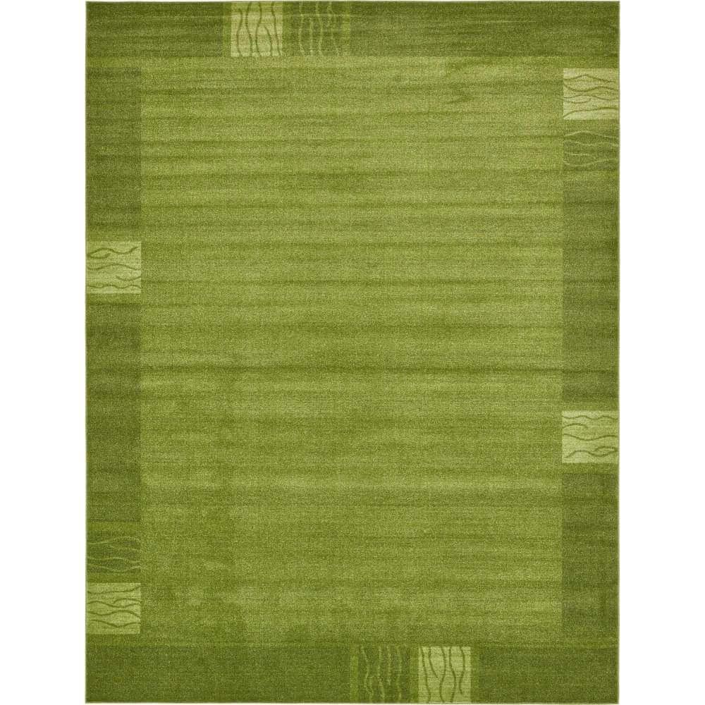 Green Tufted Rectangular Easy Care Synthetic Rug
