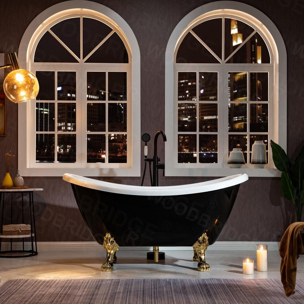 WOODBRIDGE Cincinati 59 in. Heavy Duty Acrylic Slipper Clawfoot Bath