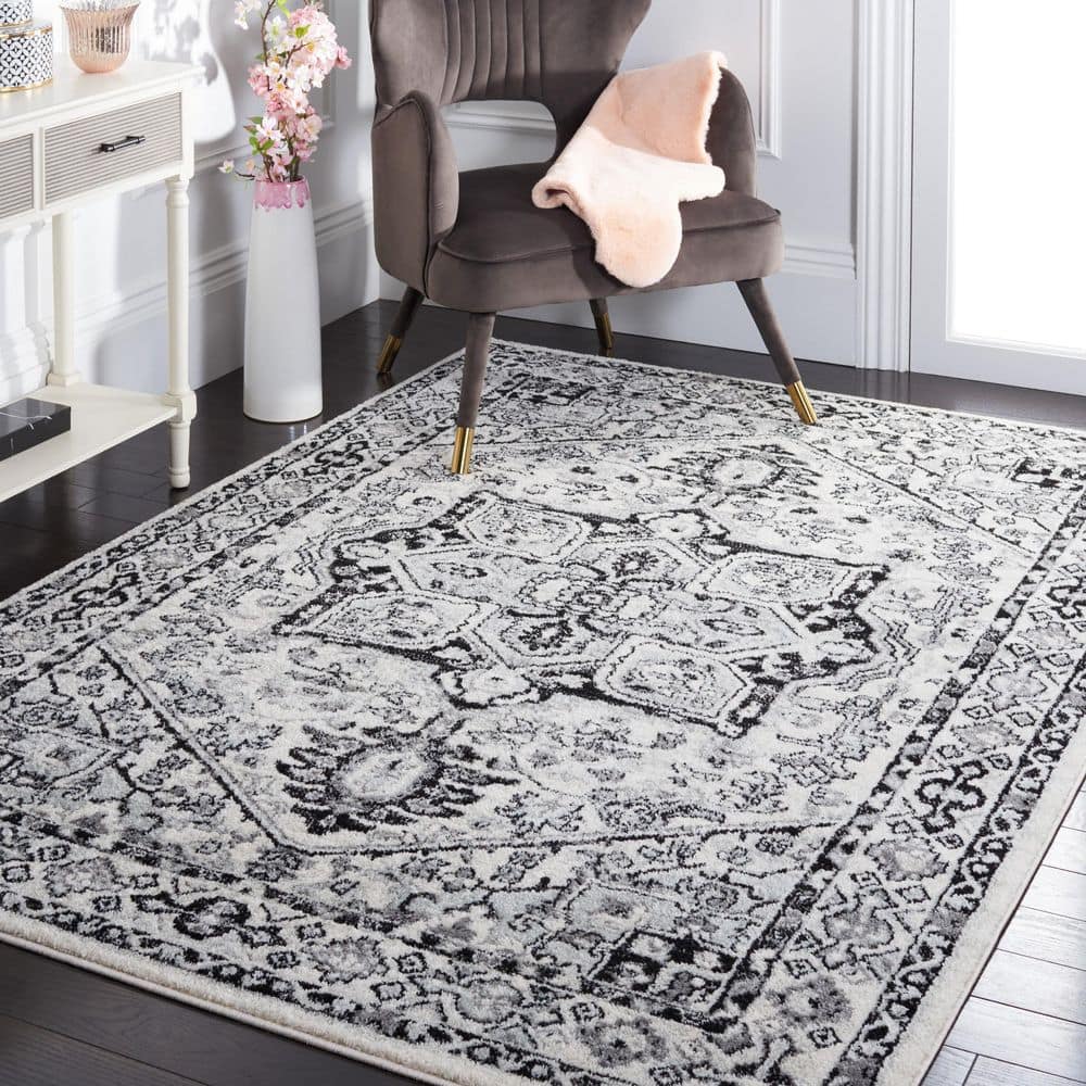 Tulum 7 ft. x 7 ft. Ivory/Black Medallion Ornate Border Square Area Rug price history on PriceWatchPro