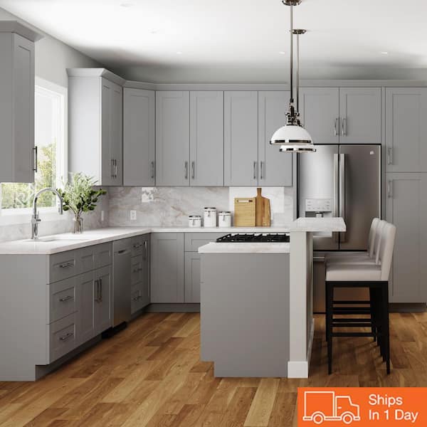 Richmond Vesuvius Gray Plywood Shaker Stock Ready to Assemble Wall Kitchen Cabinet Sft Cls 12 in W x 12 in D x 30 in H