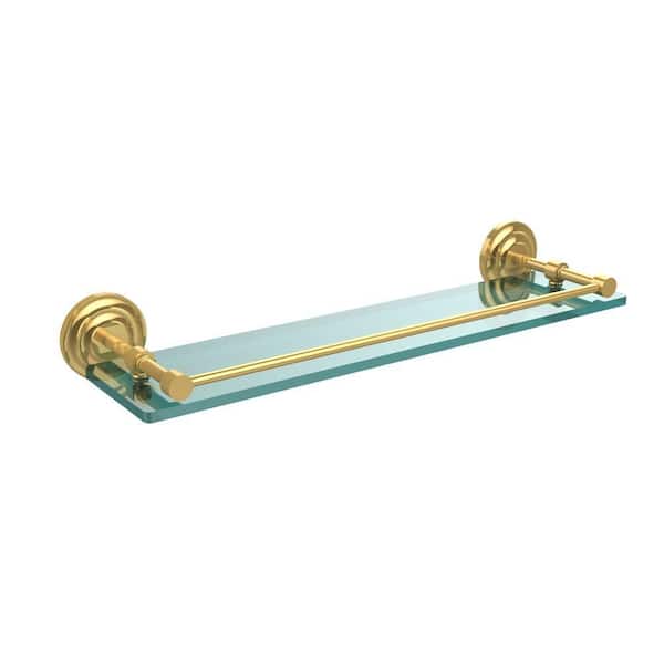Allied Brass Que New 22 in. L x in. H x in. W Clear Glass Bathroom Shelf  with Gallery Rail in Polished Brass QN-1/22-GAL-PB The Home Depot