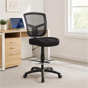 Mea Fabric Adjustable Height Ergonomic Office Stool in Black and Chrome