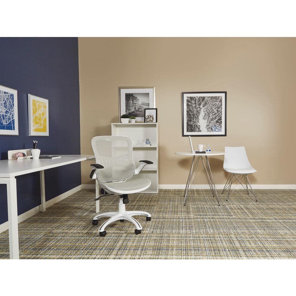 Riley White Mesh Executive Swivel Management Chair with Adjustable Arms
