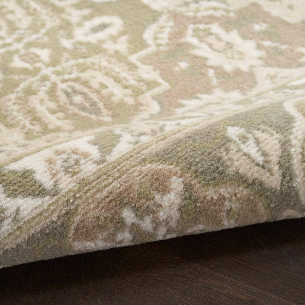 Grafix Green and Beige Synthetic Rectangular Area Rug
