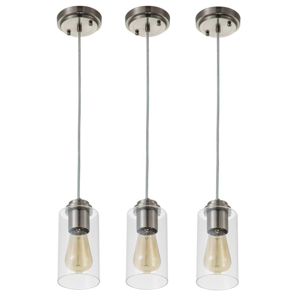 Satin Nickel Mini Pendant Light with Clear Glass Shade