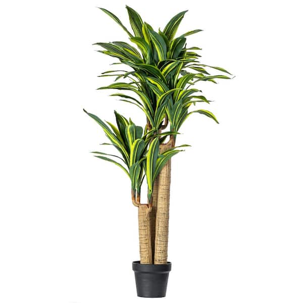 Vickerman Artificial RT Dracaena Tree with Pot Green and Yellow