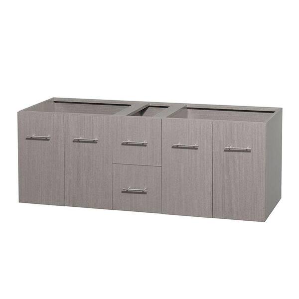 Wyndham Collection Centra 59 in. Double Vanity Cabinet Only in Gray Oak