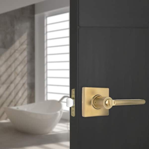 Tonebridge Brushed Gold Bed/Bath Door Lever with Square Rose