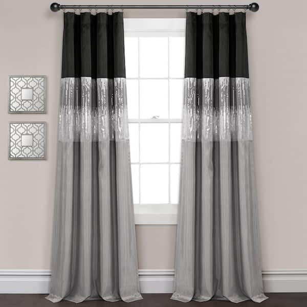 HOMEBOUTIQUE Night Sky 100% Lined Blackout Window Curtain Panel Black/Gray Single 42X84