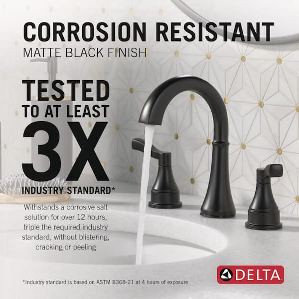 Delta - Faryn 8 in. Widespread Double Handle Bathroom Faucet in Matte Black