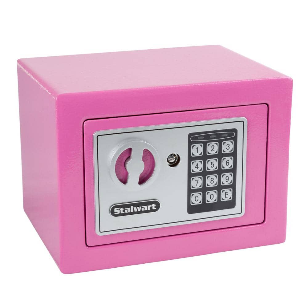 Compact Pink Steel Electronic Safe Box with Keypad