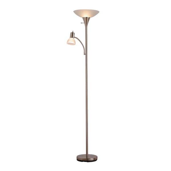Alsy 70.7 in. Mother and Son Torchiere Floor Lamp with Frosted Shade