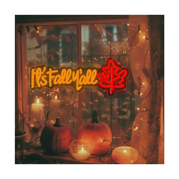 Thanksgiving Fall Maple Leaf LED Neon Sign Wall Hanging Acrylic Multicolor Home Party Decor for Seasonal Celebrations