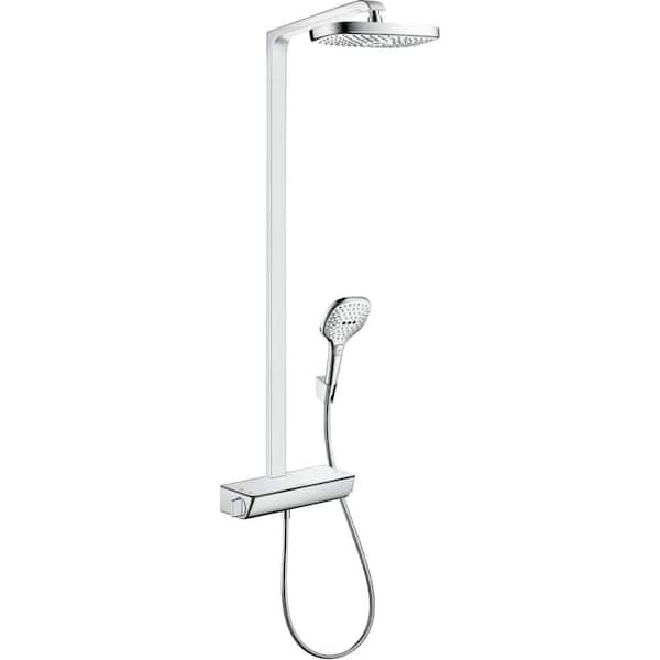 Zich afvragen Compliment Super goed Hansgrohe Raindance Select E 44in. Dual Showerhead and Handheld Showerhead  in White/Chrome 04610400 - The Home Depot