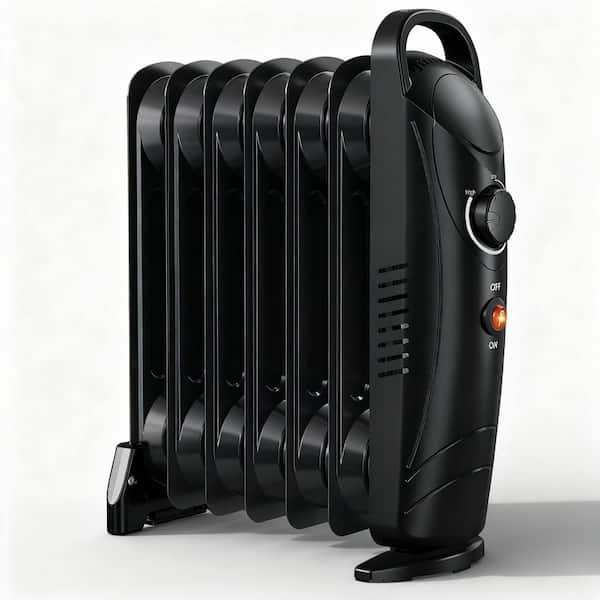 700W Electric Oil-Filled Radiant Space Heater with Energy Saving in Black