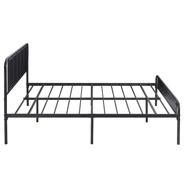 VECELO Industrial Bed Frame, Black Metal Frame Queen