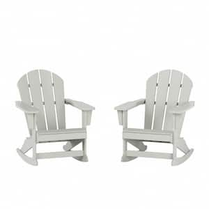 Laguna 2-Pack Fade Resistant Outdoor Patio HDPE Poly Plastic Classic Adirondack Porch Rocking Chairs in Sand