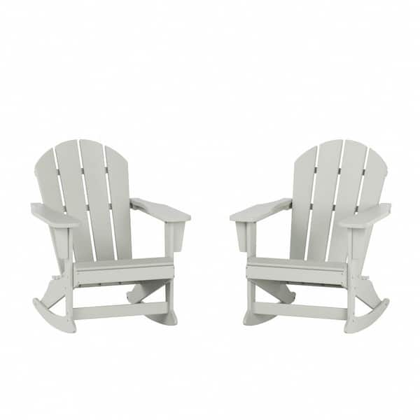 Laguna 2-Pack Fade Resistant Outdoor Patio HDPE Poly Plastic Classic Adirondack Porch Rocking Chairs in Sand