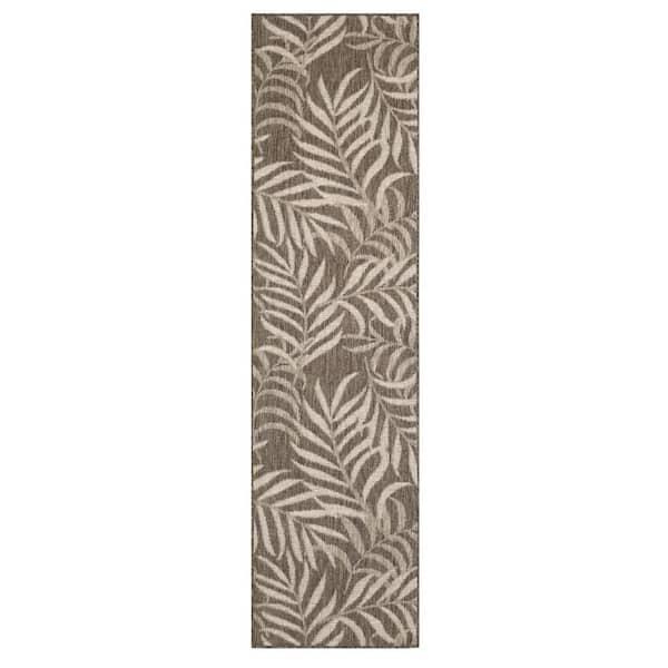 Nourison Garden Oasis Mocha 2 ft. x 6 ft. Nature-inspired Contemporary Runner Area Rug