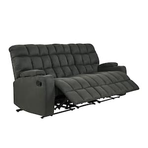 3-Seat Gray Microfiber Wall Hugger Storage Reclining Sofa