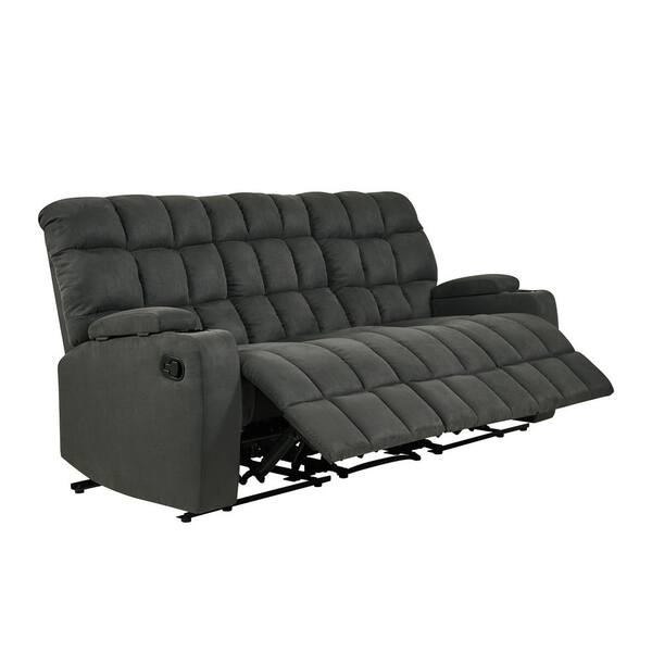 Prolounger 3 Seat Gray Microfiber Wall, Sectional Recliner Sofas Microfiber