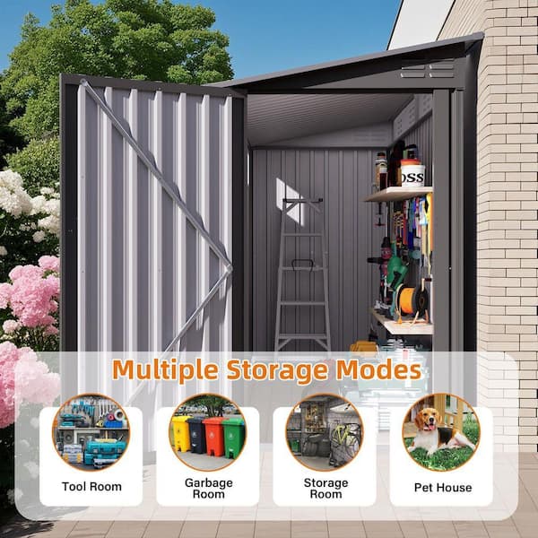 4 ft. W x 9 ft. D Metal Shed with 1 Side Open Door 2 Vents Sloping